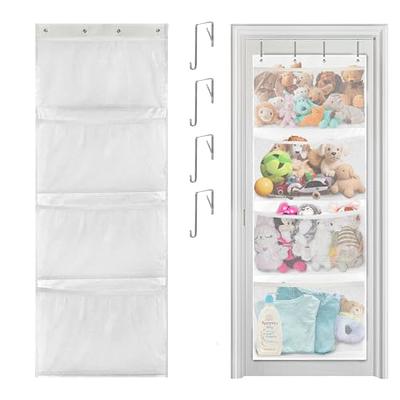 Stuffed Animal Storage Bag Over The Door Stuff Animals Organizer with 4  Large Pockets Hanging Mesh