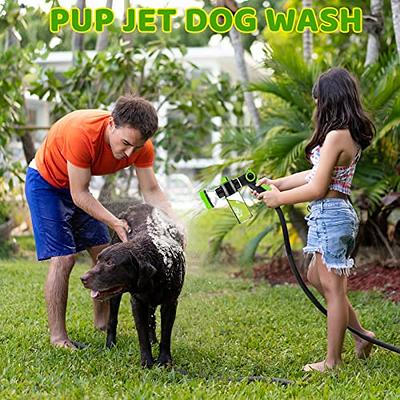 Pup Jet Dog Wash Hose Attachment, Garden Hose Nozzle High Pressure 8 Way  Water Hose Nozzle Foam Sprayer with Soap Dispenser Bottle for Watering