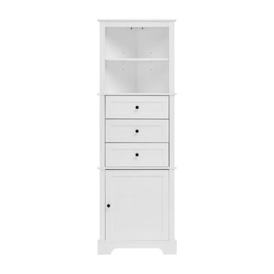 Cubilan 23.6 in. W x 8.9 in. D x 29.3 in. H Bathroom Storage Wall Cabinet  with Adjustable Shelves and Towels Bar in Black HD-32Z - The Home Depot