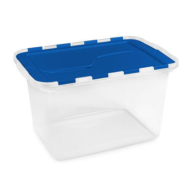 Hefty 8-Pack Small 3.75-Gallons (15-Quart) Clear-white-blue Weatherproof  Tote with Latching Lid at