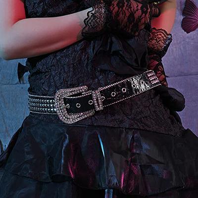 Women's Chains Black Rhinestones Gothic Punk Buckles Pant 