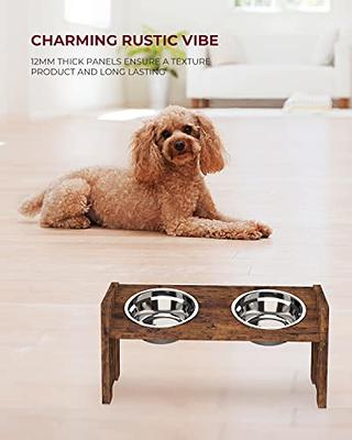 Vantic Elevated Dog Bowls - Adjustable Raised Dog Bowls for Small Dogs and  Cats, Durable Rustic Brown Particle Board Dog Food Bowl Stand with 2  Stainless Steel Bowls and Non-Slip Feet 