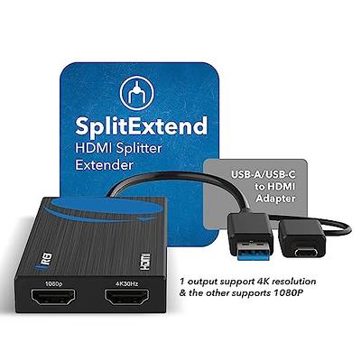 WAVLINK USB C to Dual HDMI Splitter 4K@60Hz, 3-In-1 HDMI Adapter