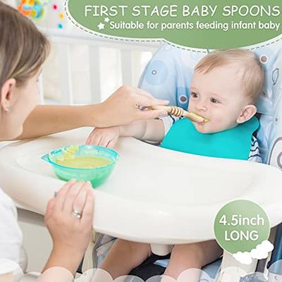 Upward Baby 3 pack Silicone Baby Feeding Spoon with Anti Choke Barrier -  Baby Spoons Self Feeding 6 Months - First Stage Infant Supplies and Toddler