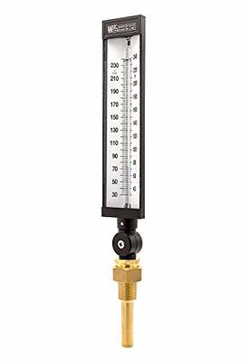 Winters TBM Series Stainless Steel 304 Single Scale Bi-Metal Thermometer,  4 Stem, 1/2 NPT Fixed Center Back Mount Connection, 3 Dial, 0-250 F Range