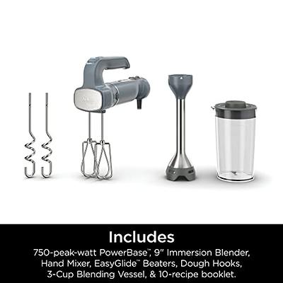  Ninja CI105BRN Foodi Power Mixer System, 750-Peak-Watt Immersion  Blender and Hand Mixer, EasyGlide Beaters, Dough Hooks, 3-Cup Blending  Vessel, Sea Salt Gray: Home & Kitchen