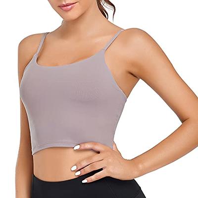 Buy Womens Padded Sports Bra Fitness Workout Running Camisole Yoga Tank Top  Crop Top with Built in Bra Pink at
