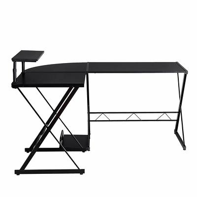 LACOO L Shaped Gaming Desk 51 in. Computer Corner Desk PC Gaming Table with  Large Monitor Riser StandBlack