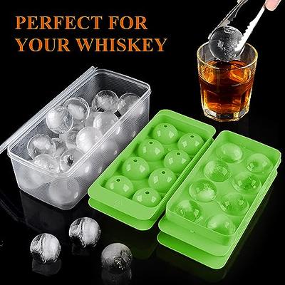 HONYAO Whiskey Cocktail Ice Mold, Silicone Round Ice Ball Maker Mold Large  Square Ice Cube Tray with Lid - 6 Ice Balls + 6 Ice Cubes Black 