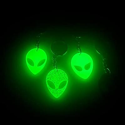 Glow In The Dark Alien Keychain, Black light Keychain, Key Ring