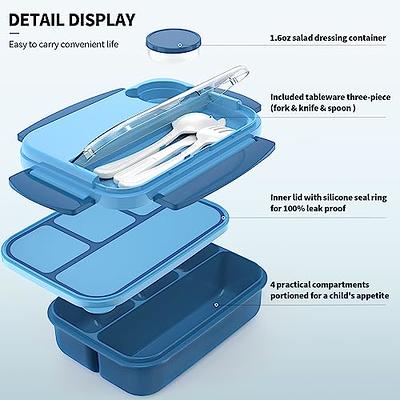 Blue Ele Lunch Box Bento Boxes Kids Childrens With Spoon,Fork & Sauce  Container