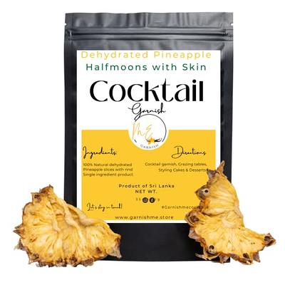 3.5 Oz Dehydrated Pineapple for Cocktails, Dried Pineapple garnish  halfmoons, Dried pineapple with skin, Edible Cocktail Garnish, Dehydrated  fruit for cocktails