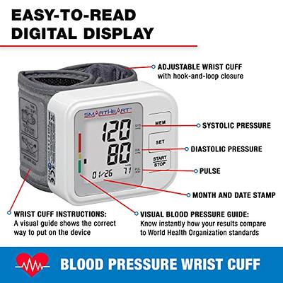 HealthSmart Digital Standard Wrist Blood Pressure Monitor with Automatic  Adult Cuff That Displays Pulse Rate and Irregular Heartbeat Stores up to 60