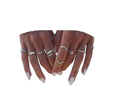 BERYUAN Women 12pcs Rings Silver Rings for Teen Girls Women Ring