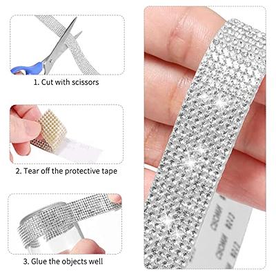 3 Rolls Self Adhesive Rhinestone Strips Diamond Bling Crystal Ribbon with 2  Mm S