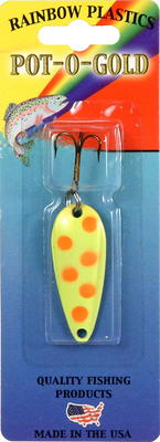 Double X Tackle Pot-o-gold Bass & Trout Spoon Fishing Lure, Chartreuse/Fluorescent  Red Spots, 1/2 oz. - Yahoo Shopping