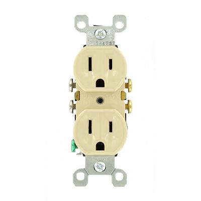 Leviton 15 Amp Residential Grade Grounding Duplex Outlet, White (10-Pack)  M24-05320-WMP - The Home Depot