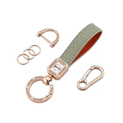 Universal Leather Car Keychain 360 Degree Rotatable with Anti-Lost D-Ring  Key Rings Key Fob Key Chain Holder Accessories for Men and Women (Green) -  Yahoo Shopping