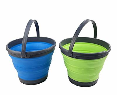  2 Pack Collapsible Plastic Bucket with 2.6 Gallon (10L) Each,  Foldable Round Tub for House Cleaning, Space Saving Outdoor Waterpot for  Garden or Camping, Portable Fishing Water Pail (Blue & Orange) 