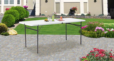 Mainstays 6 Foot Bi-Fold Plastic Folding Table, White 