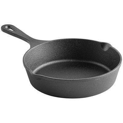 Choice 9 1/4 x 7 Oval Pre-Seasoned Cast Iron Fajita Skillet with Natural  Finish Wood Underliner