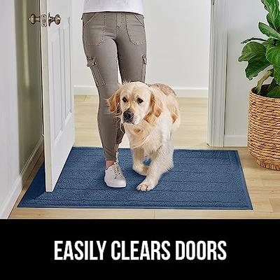 Gorilla Grip Stain and Fade Resistant Dirt Grabber Mesh Door Mat,  Low-Profile, Heavy Duty Quick Dry Striped Doormat, Mats for Indoor Outdoor  Entry, Shoe Scraper, Garage Entrance Mat, 35x23, Navy Blue 