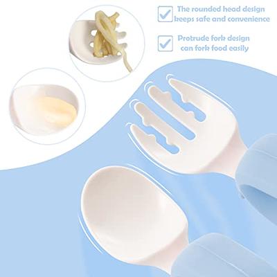 Baby Spoon & Fork Toddler Utensils Self Feeding Silicone Training Cutlery  Set