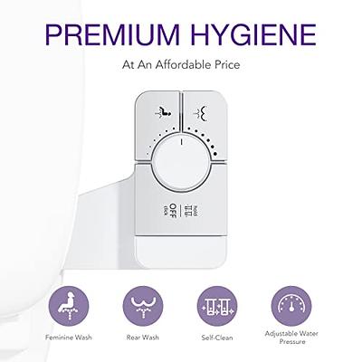 Veken Ultra-Slim Bidet, Non-Electric Dual Nozzle (Posterior/Feminine Wash)  Fresh Water Sprayer, Adjustable Water Pressure, Bidet for Toilet Seat