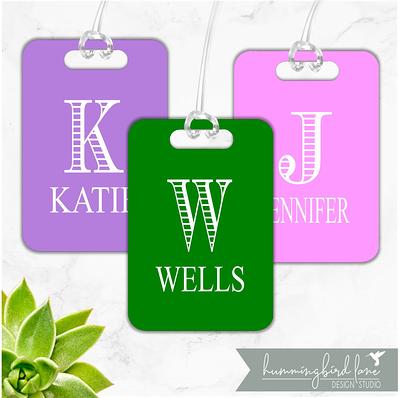 Personalized Luggage Tag with Hand Painted Monogram