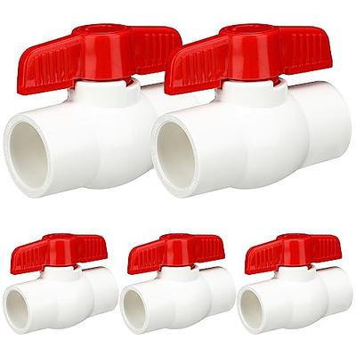 Hiboom PVC Ball Valve SCH40 Shut off Valve with Red T Handle Water