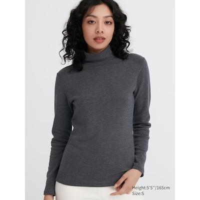 Women's Heattech Ultra Warm High Neck T-Shirt with Moisture-Wicking, Dark  Gray, Medium