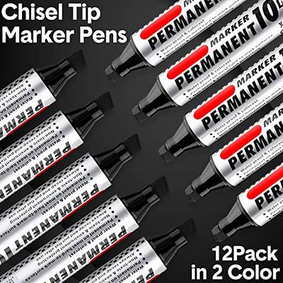 Teling 12 Pcs Jumbo Size Permanent Markers Bulk Chisel Tip Big