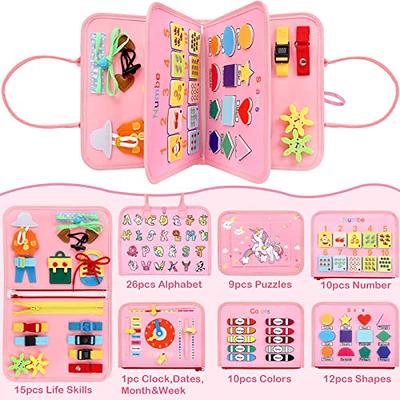 Busy Board for Toddlers 2-4, Sensory Toys Montessori Busy Book for