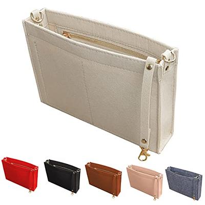  Vercord Felt Purse Insert Organizer 26 19 Toiletry Pouch Insert  with D Ring Attach Chain Strap Beige L : Clothing, Shoes & Jewelry