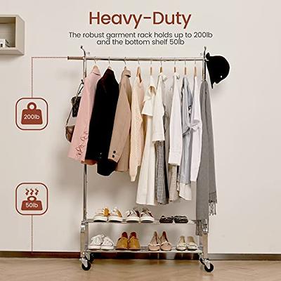 Homdox Heavy Duty Garment Rack with Closet Organizer Storage, Clothing