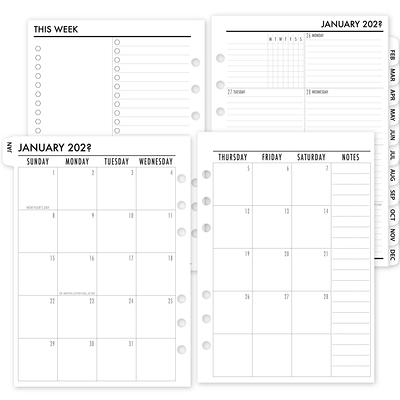  Foiled Pocket Rings Month on 2 Pages Deluxe Planner Calendar  Refill, 3.2 x 4.7