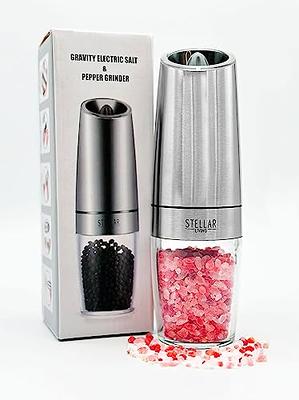 1pc Set Gravity Electric Pepper Grinder, Salt Or Pepper Grinder And  Adjustable Coarseness, Battery Operated With LED Light, One Hand Automatic  Operation, Stainless Steel