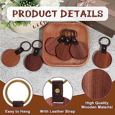 Auihiay 70 PCS Wood Keychain Blanks, Wood Engraving Blanks Key Chain,  Unfinished Rectangle Wood Key Tag for DIY Crafts (Rectangle)