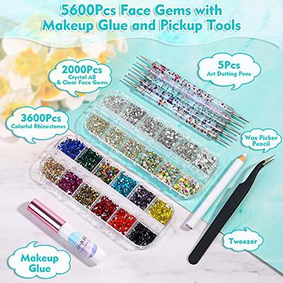 3600pcs Round Glass Transparent White Rhinestones 6 Sizes Flatback Crystal  Gem Jewel Decoration for Nail Art, Tweezer and Pickup Pen included