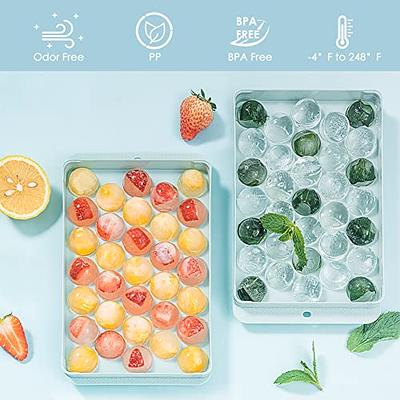 Upgrade Round Ice Cube Tray with Lid & Bin, TINANA Silicone Ice Ball Maker  for Freezer, Easy Release Circle with Container Make 74 Mini Ice Balls for