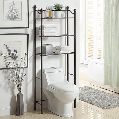 Organize It All Brown 4-Tier Wood Freestanding Bathroom Shelf (27.76-in x  41.14-in x 15-in) in the Bathroom Shelves department at