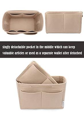 Fits Graceful MM PM Organizer Purse Insert Felt Tote Bag Organizer Pockets(  Detachable Pouch w/Metal Zip)