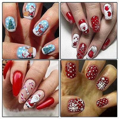 14 Sheets Christmas Full Wraps Nail Polish Sticker Glitter Manicure Kits  Heart Rhinestones for Nails Press on Nail Tape Thin Western Nail Stickers