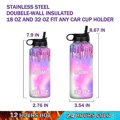 Personalized Water Bottle w/Straw Lid, 40 oz  Custom Stainless Steel  Sports Water Bottle w/Name and Text - Gift for Him - Rotating Handle