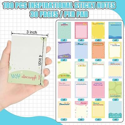 Qilery 100 Pcs Empowering Sticky Note Pads 3 x 4 Inch Employee