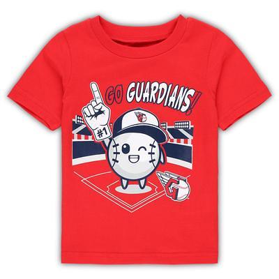 Infant Tiny Turnip White/Navy Cleveland Guardians Dirt Ball Raglan 3/4 Sleeve T-Shirt