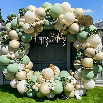  Glimin Sage Green Safari Jungle Heavy Balloon Arch Kit with  180Pcs Balloons LED String Light 9FT x 10FT Adjustable Balloon Arch Stand  for Safari Birthday Party Baby Shower Wedding Decoration 