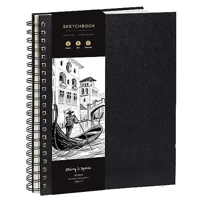 Arteza Sketchbook, Spiral-Bound Hardcover, Black, 9x12 inch, 200 Pages of Drawing Paper Each - 2 Pack