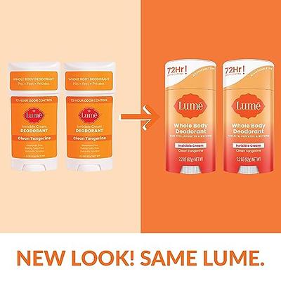 Lume Whole Body Deodorant Invisible Cream, Clean Tangerine - 2.2 oz