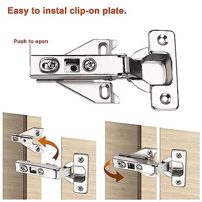 Probrico 1 Pair（2 Pack）Kitchen Cabinet Hinges for Face Frame Cabinet,  Concealed Cabinet Hinges Brushed Satin Nickel with Mounting Screws